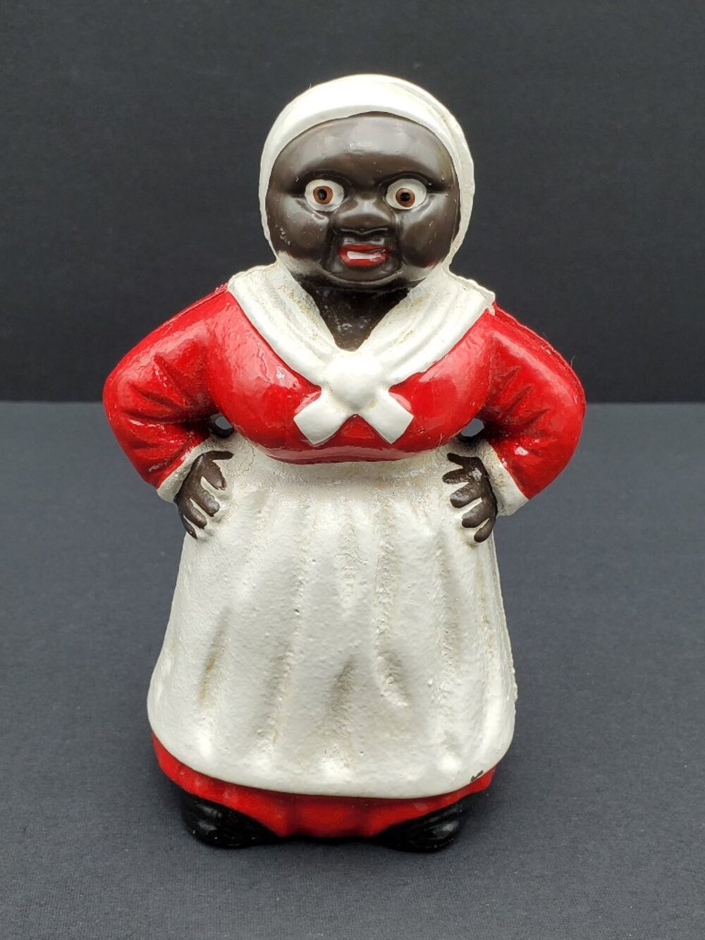 African American Woman 5.5" Cast Iron Coin Bank Metal Americana Maid Figure